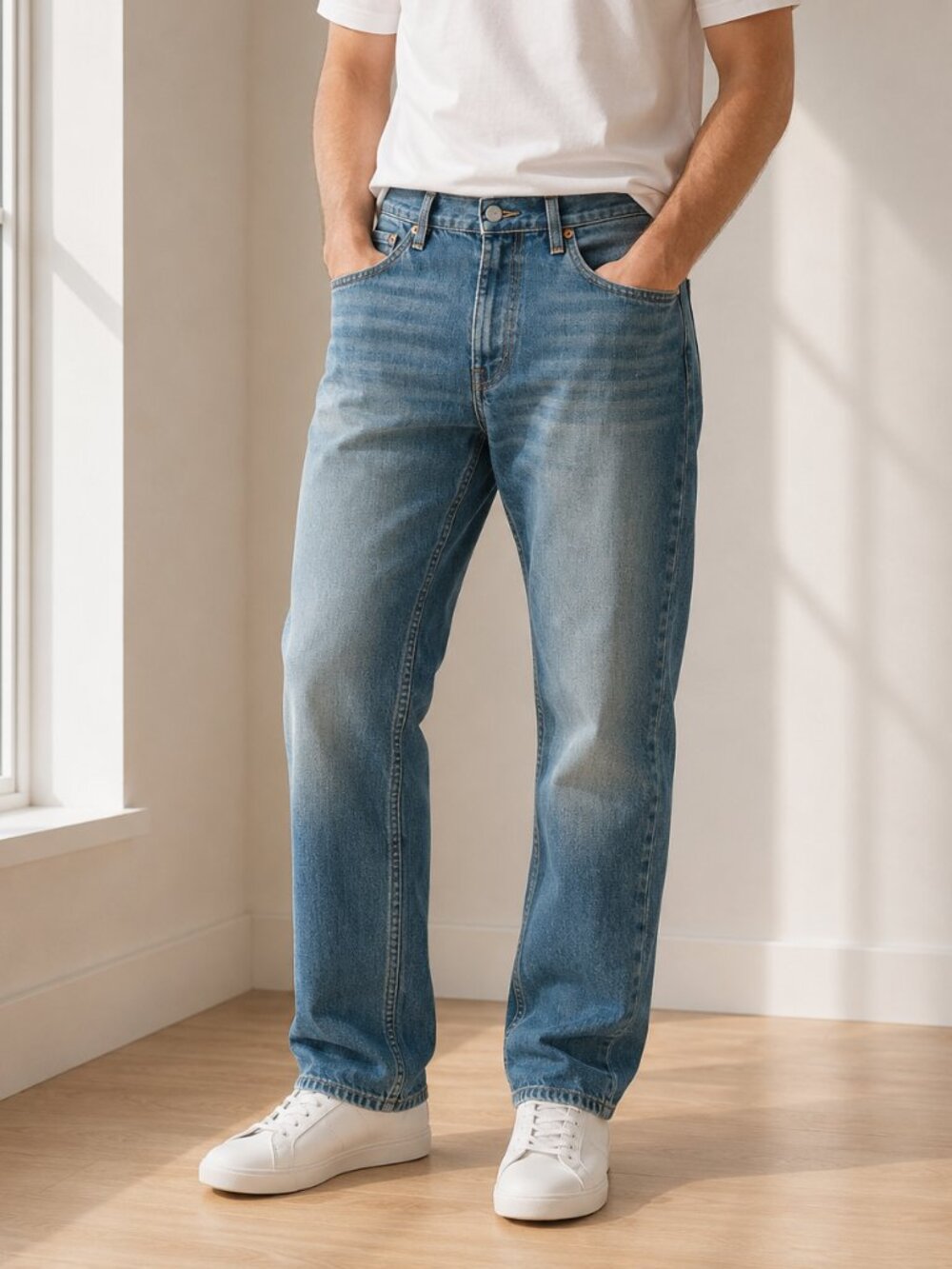 Levi’s 514 Men’s Straight Fit Jeans 35x34 Medium Wash Blue Denim